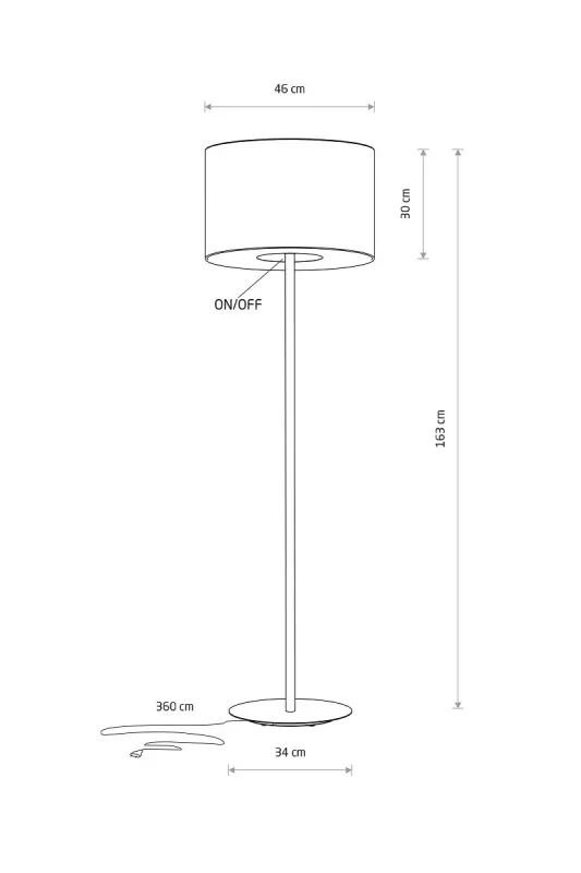 Торшер Nowodvorski 11663 Amarela E27 1x25W IP20 графітовий
