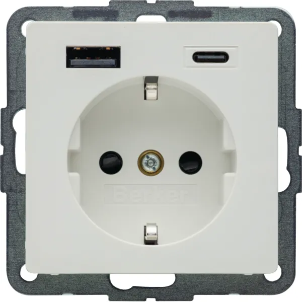 Розетка із з/к + USB A/C 20W PD Q.x Berker 48146089, полярна білизна