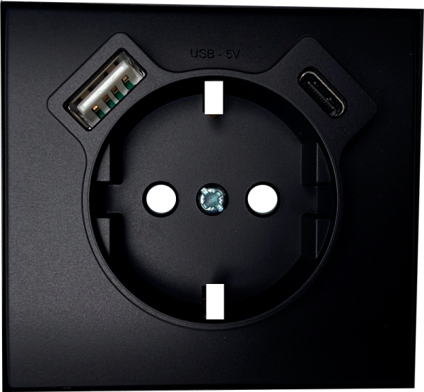 Центральна панель USB Type A+Type C Efapel Apolo 5000 Чорна матова (50674 TPM)