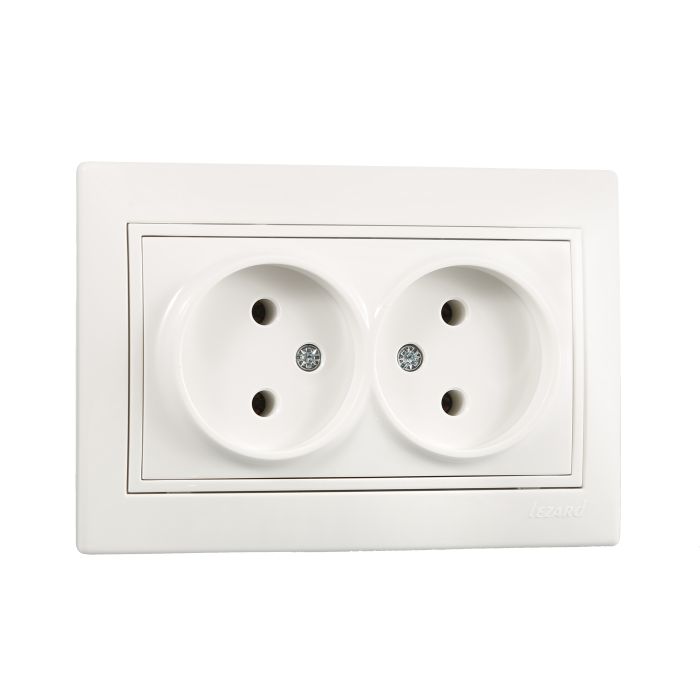 Розетка двойная без заземления Lezard Mira, белый  (701-0202-128B)