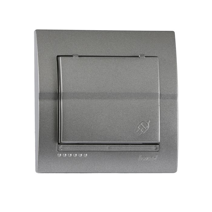 Розетка з заземленням і кришкою Lezard Deriy, графіт (702-2929-123B)