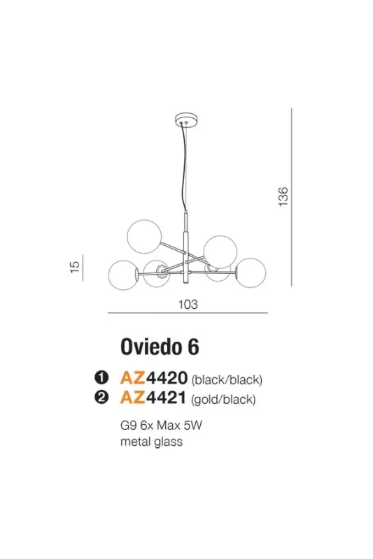 Люстра Azzardo AZ4420 Oviedo (42074) AZ4420
