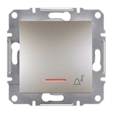 Одноклавішний кнопковий вимикач "дзвінок" з підсвіткою самозажимний, бронза (EPH1700169)