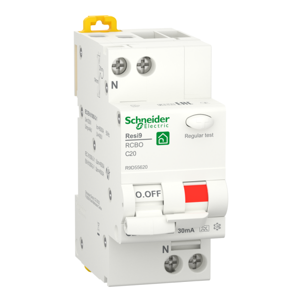 Диференціальний автомат 1P+N Resi9 Schneider Electric, крива С, 20А/0,03/A (R9D55620)