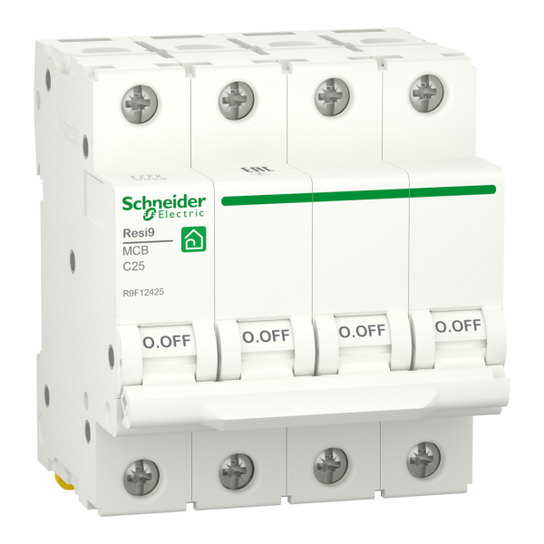 Автоматичний вимикач 4P, 25 A, C, 6kA Schneider Electric Resi9 (R9F12425)