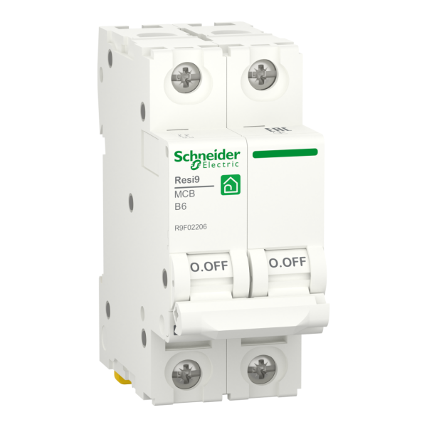 Автоматичний вимикач 2P, 6 A, B, 6kA Schneider Electric Resi9 (R9F02206)