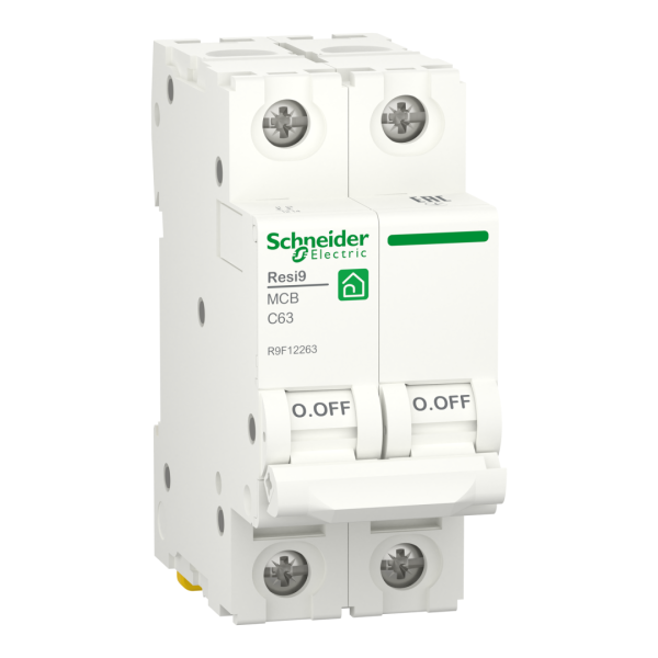 Автоматичний вимикач 2P, 63 A, C, 6kA Schneider Electric Resi9 (R9F12263)