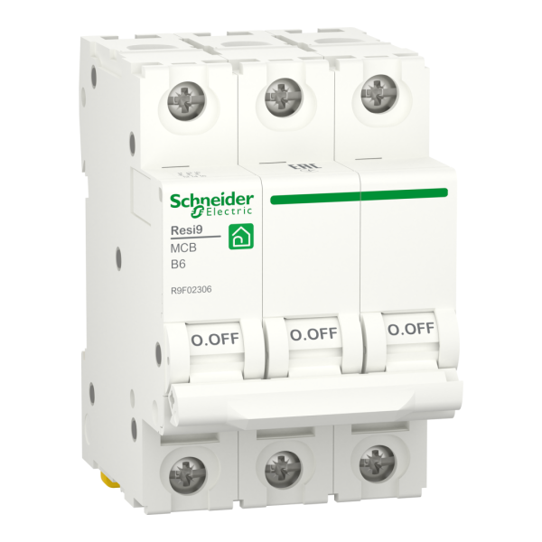 Автоматичний вимикач 3P, 6 A, B, 6kA Schneider Electric Resi9 (R9F02306)