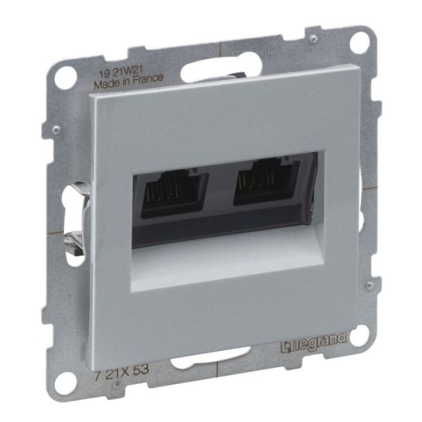 Розетка комп'ютерна 2-а RJ45 CAT6/UTP Legrand SUNO 721353 алюміній