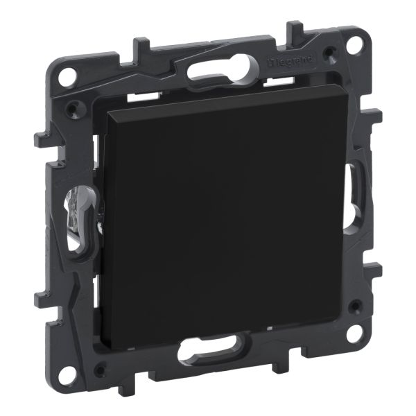 Вимикач кнопковий 1-кл 6А автоматичні клеми Legrand 863509 NILOE STEP Чорний