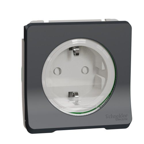 Механизм розетки с з/к и шторками IP55, черный Mureva Styl Schneider Electric MUR36134