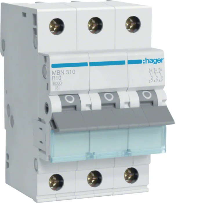 Автоматичний вимикач 3-п 10A B 6kA Hager MBN310 MBN310