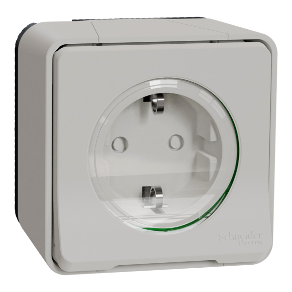 Розетка з з/к та шторками IP55, біла, зовнішній монтаж Mureva Styl Schneider Electric MUR39034