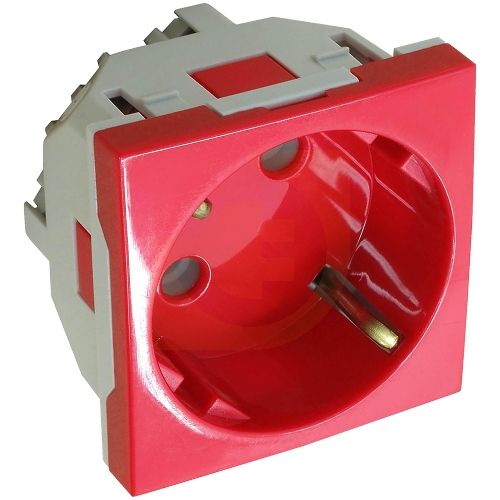 Механізм розетки 2P+Z, ШУКО 16А, 250V - 2 мод. Червоний Quardo 45 (45131 SVM)