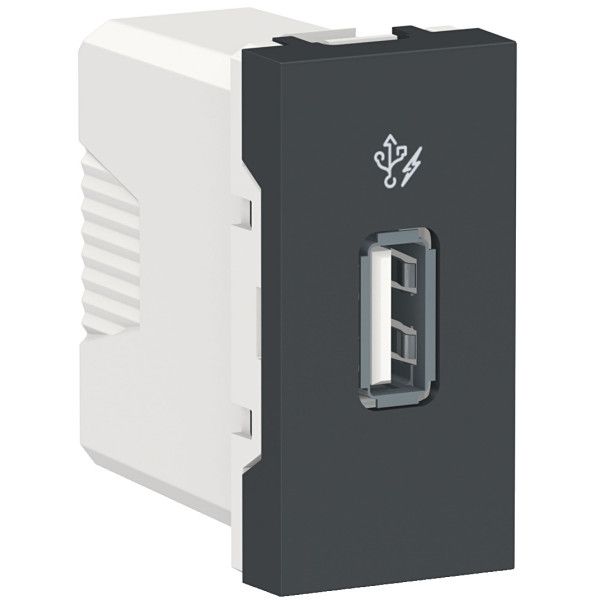 Одинарний зарядний пристрій USB типу A 1-мод. Антрацит Quardo 45 (45383 SAT)