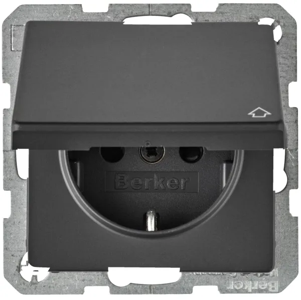 Розетка з з/к, кришка, зах.контактів, 16А/250В, антрацит, Q.x 47516086