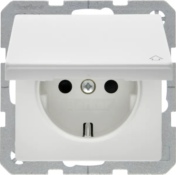 Розетка з з/к, кришка, зах.контактів, 16А/250В, пол.білизна, Q.x 47516089