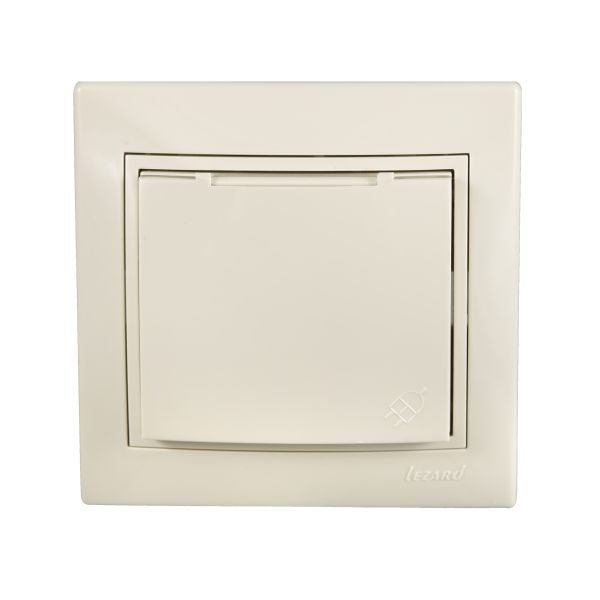 Розетка с заземлением с крышкой Lezard Mira, крем  (701-0303-123B)