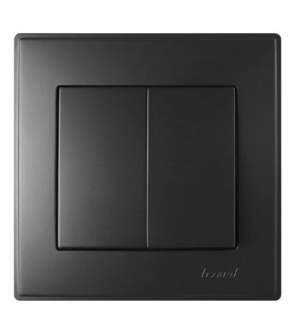 Выключатель двухклавишный Lezard Lesya, антрацит (705-4242-101)