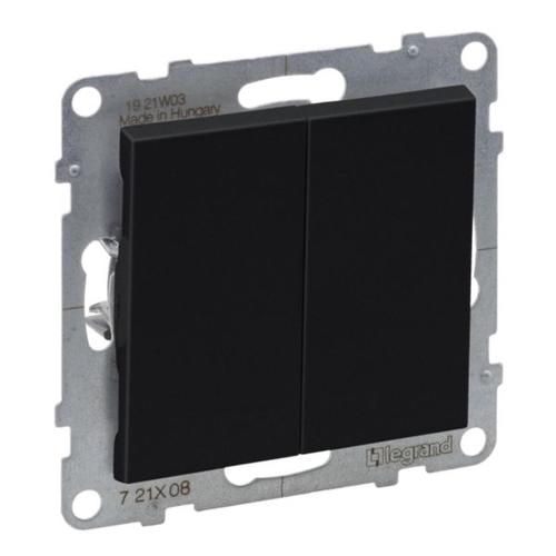 Перемикач 2-кл (пруж.клеми) 10А/250V Legrand SUNO 721408 чорний