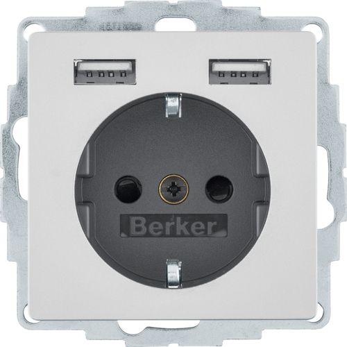 Розетка з з/к 16А/250В + 2хUSB A-A /2.4A, алюміній Q.x 48036084