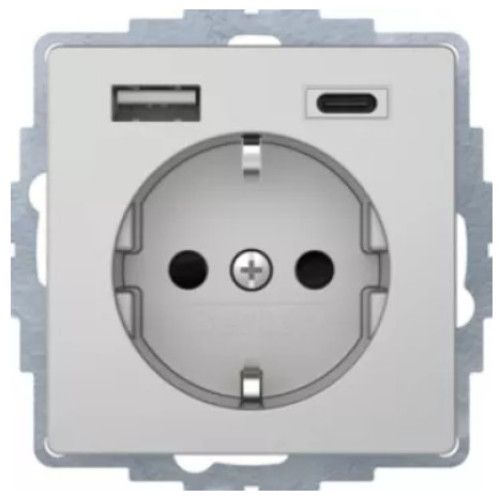 Розетка з з/к 16А/250В + 2хUSB A-С /3A, алюміній Q.x 48046084