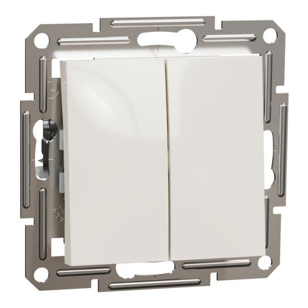 Вимикач 2-клавішний Asfora Schneider Electric EPH0370123 кремовий без рамки