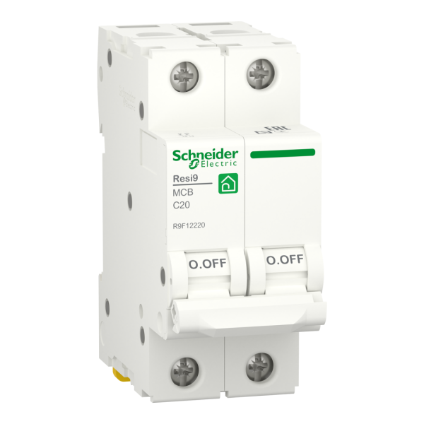 Автоматичний вимикач 2P, 20 A, C, 6kA Schneider Electric Resi9 (R9F12220)