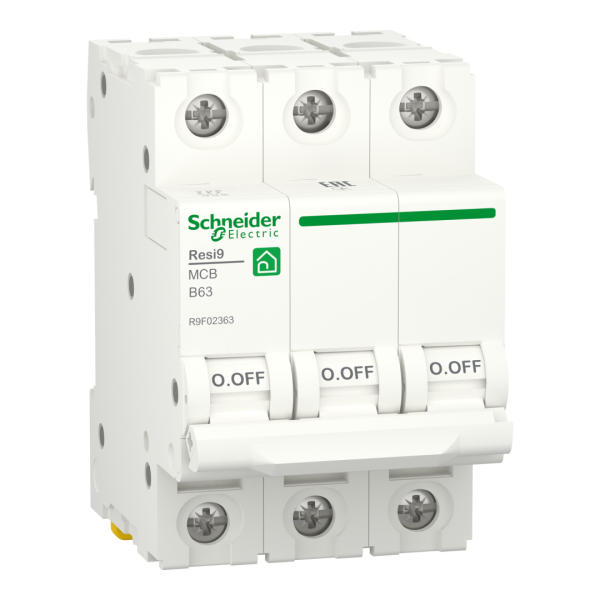 Автоматичний вимикач 3P, 63 A, B, 6kA Schneider Electric Resi9 (R9F02363)