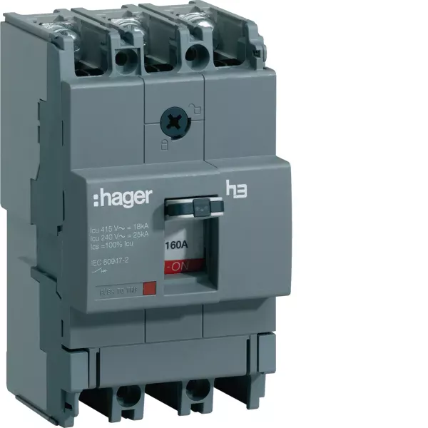 Автоматичний вимикач x160, In=160А, 3п, 18kA, Тфікс/Мфікс HDA160L Hager