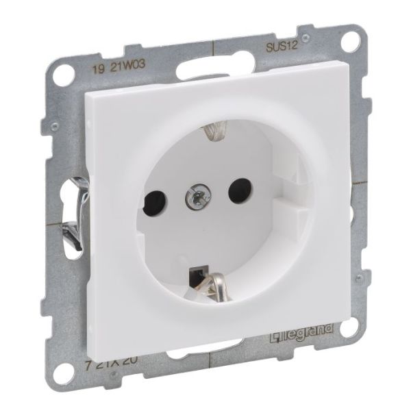 Розетка із з/к та шторками (пруж.клеми) 16А/250V Legrand SUNO 721120 білий