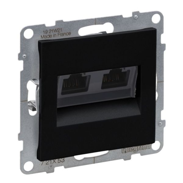 Розетка комп'ютерна 2-а RJ45 CAT6/UTP Legrand SUNO 721453 чорний