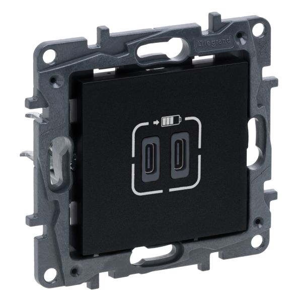 Розетка USB Тип С+C 15 Вт 5 В Legrand 863539 NILOE STEP Чорний