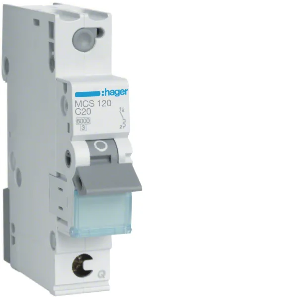 Автоматичний вимикач QC 1-п 20А C 6kA Hager MCS120