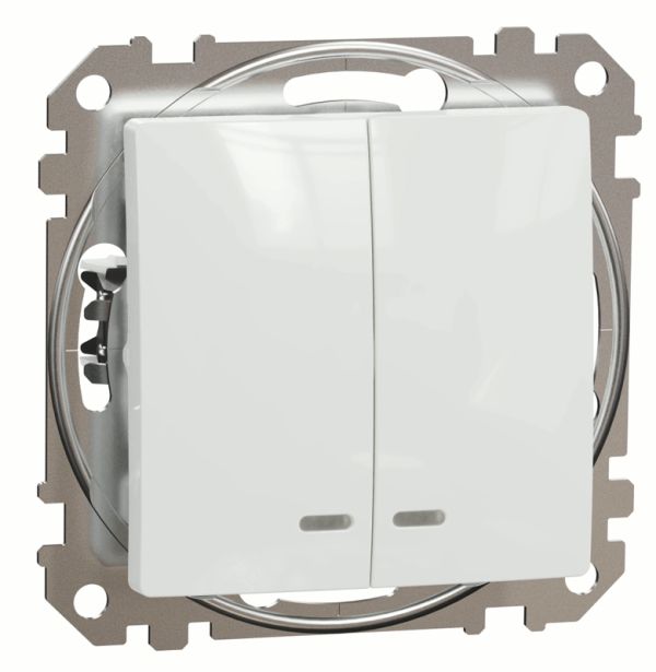 Вимикач з підсвіткою 2-кл Schneider Sedna Design SDD111105L Білий