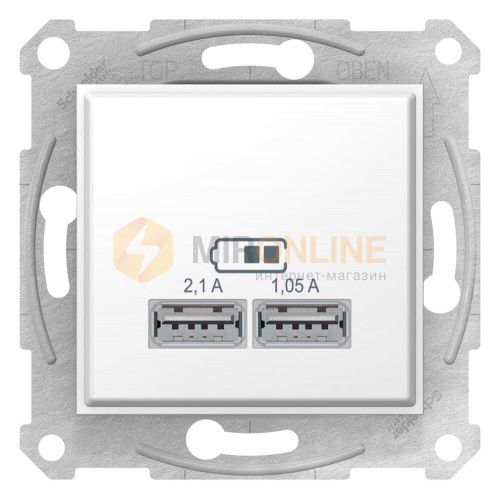 Розетка USB зарядка 2,1А и 1,05А, белый (SDN2710221) купити